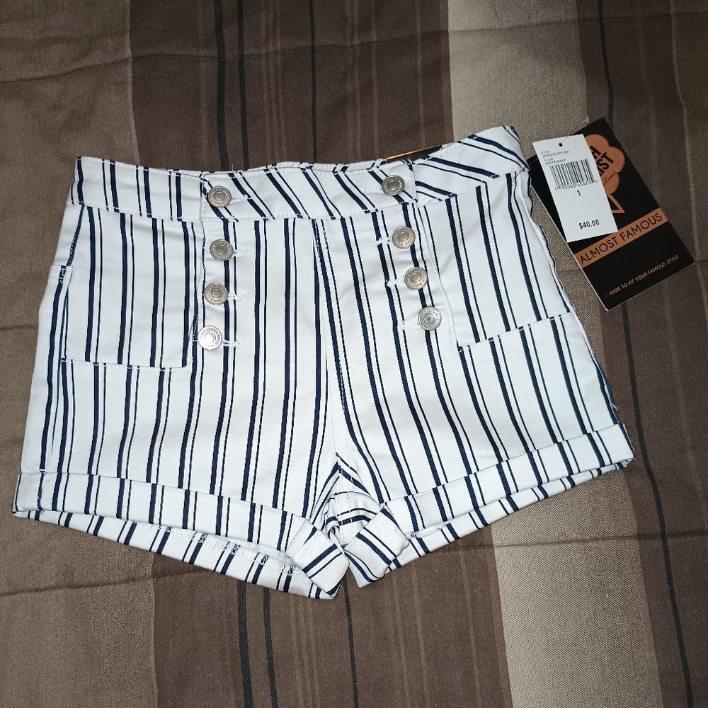 Almost Famous High Waist Striped Shorts 1 Juniors